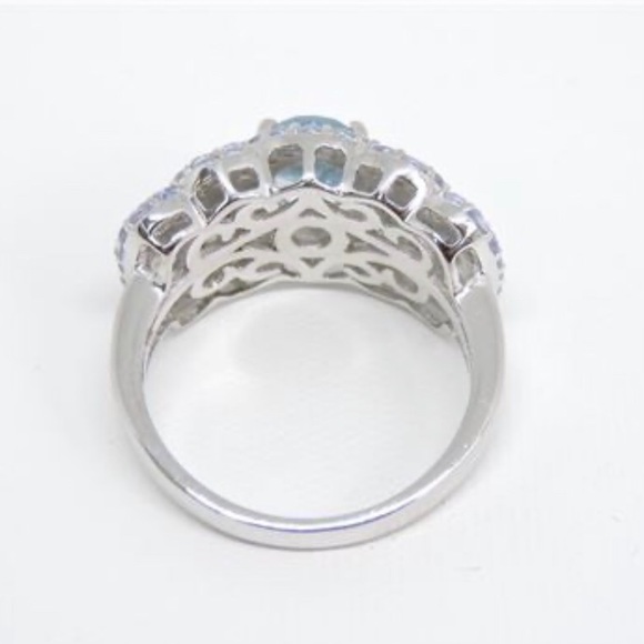 Genuine Blue Topaz & Tanzanite Silver Ring - Picture 4 of 5